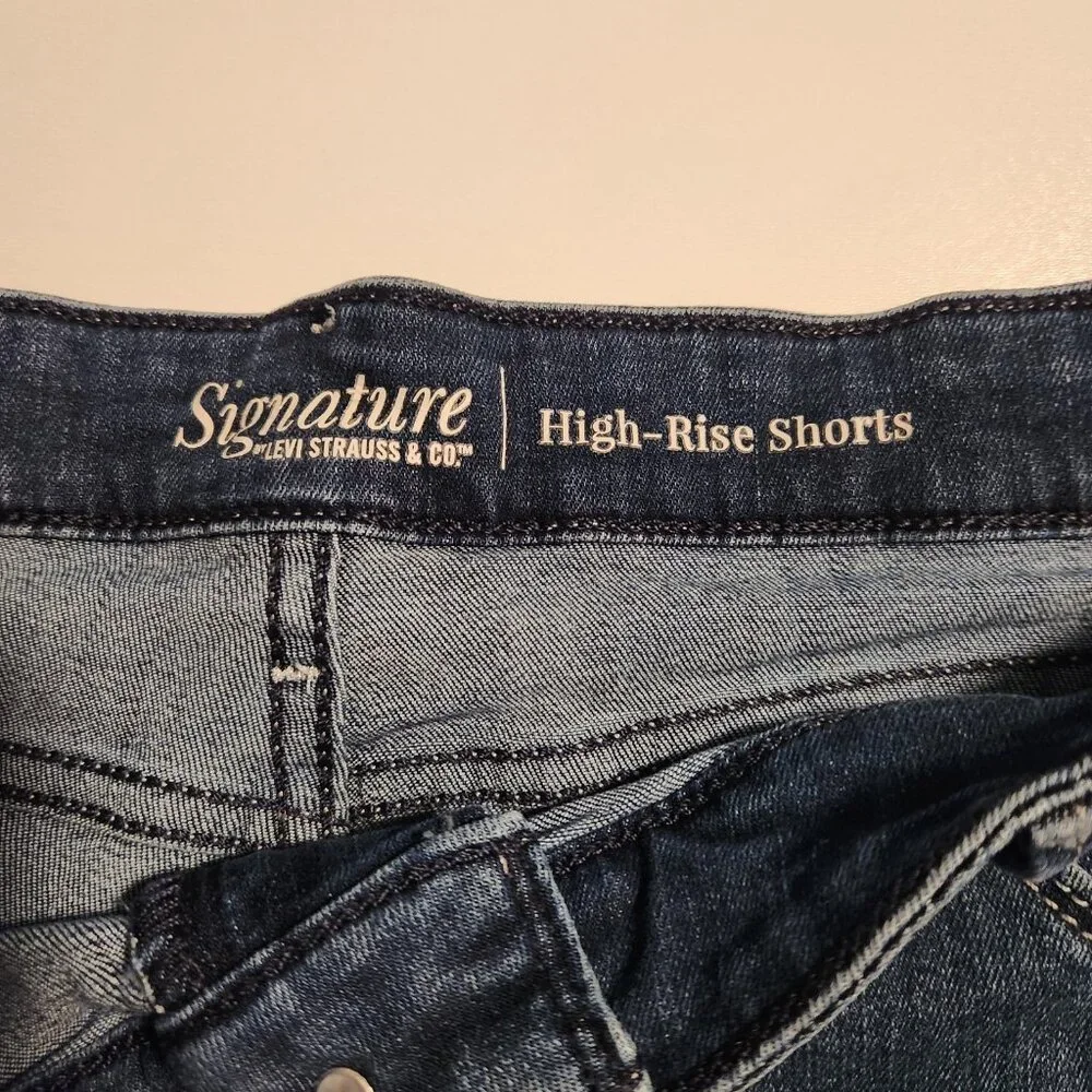 Signature‎ Levi Shorts White Label High Rise Cuffed Blue Denim Womens 20 38
